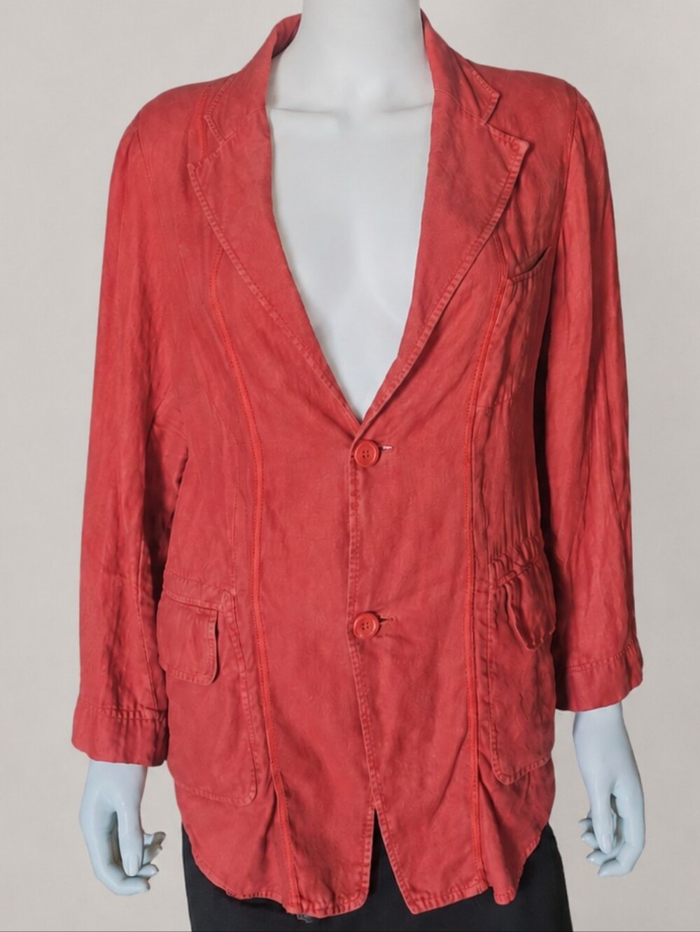 Y'S YOHJI YAMAMOTO | Vintage Lightweight Red Linen Blazer Jacket Size M